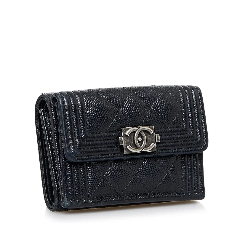 CHANEL handbags for evening glamour -Chanel Caviar Boy Trifold Wallet (nwnPs6)