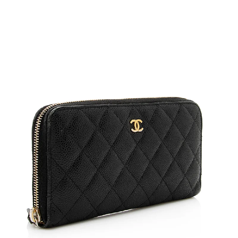 CHANEL handbags with creative hardware -Chanel Caviar Leather CC Zip Around Wallet - FINAL SALE (20037)