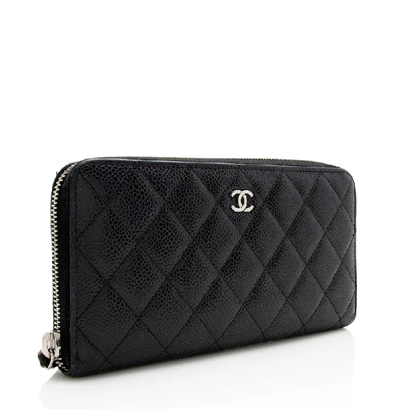 CHANEL bags with sophisticated designs -Chanel Caviar Leather CC Zip Around Wallet (21319)