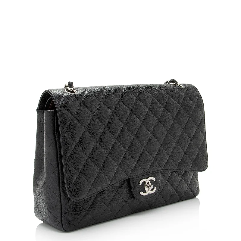 CHANEL handbags with classic leather finishes -Chanel Caviar Leather Classic Maxi Double Flap Bag (lwkRiB)