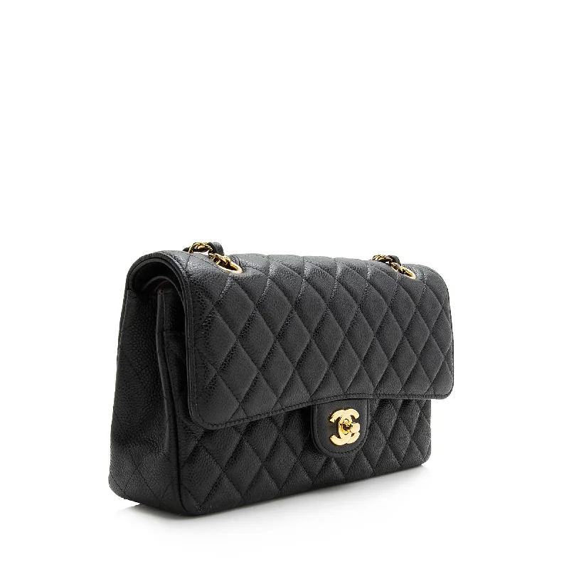 CHANEL bags with luxurious embellishments -Chanel Caviar Leather Classic Medium Double Flap Bag (22404)