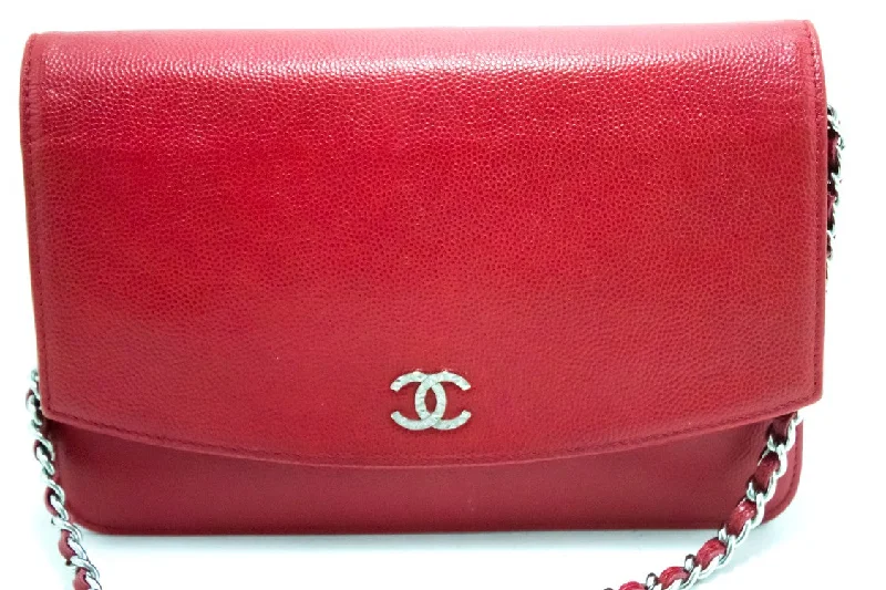 CHANEL bags with classic leather finishes -Chanel Caviar Wallet On Chain Woc Shoulder Bag Crossbody