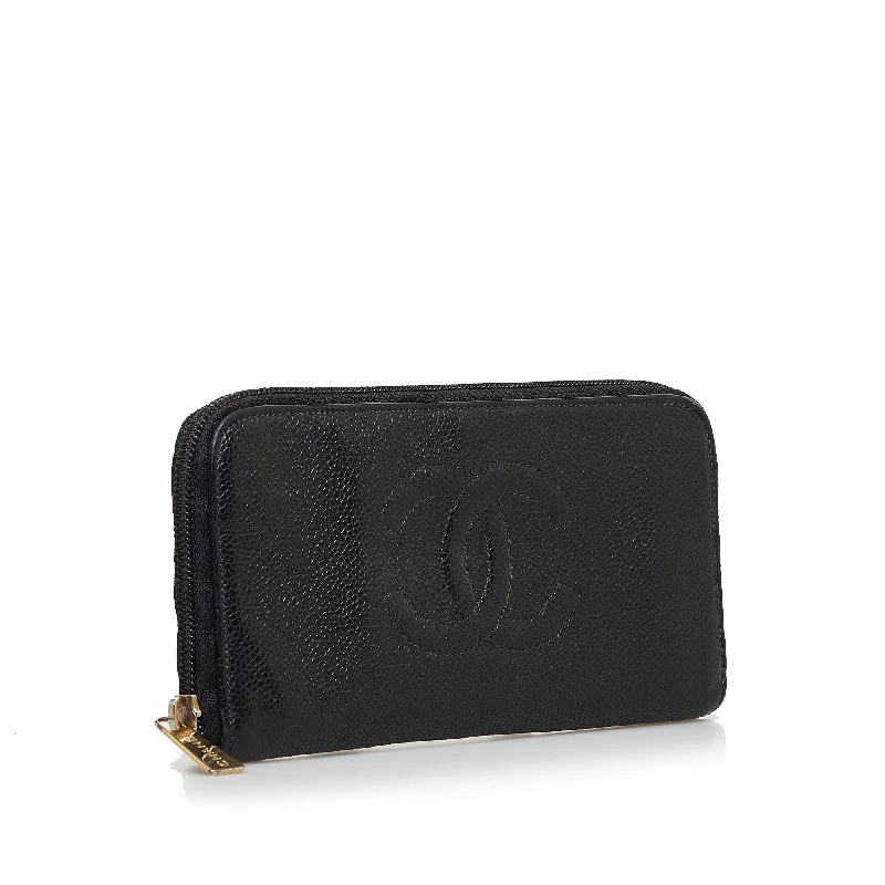 CHANEL luxury bags with intricate quilting -Chanel CC Caviar Zip Around Wallet (1h3DnJ)