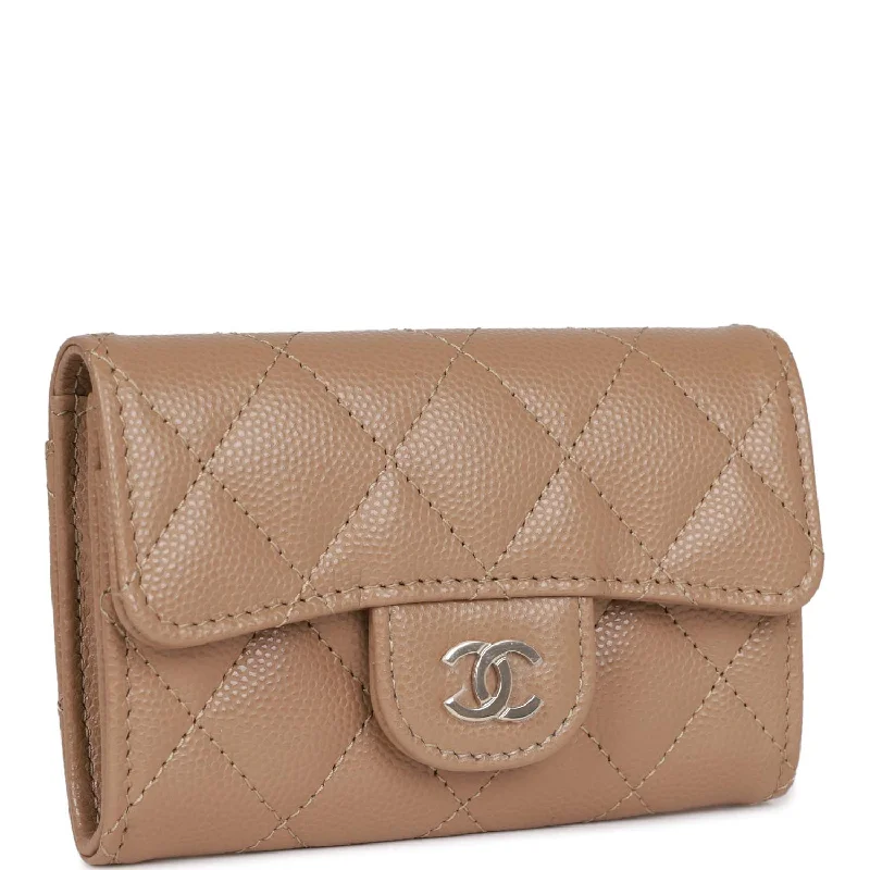 CHANEL handbags for luxury wardrobes -Chanel Flap Card Holder Wallet Beige Caviar Light Gold Hardware