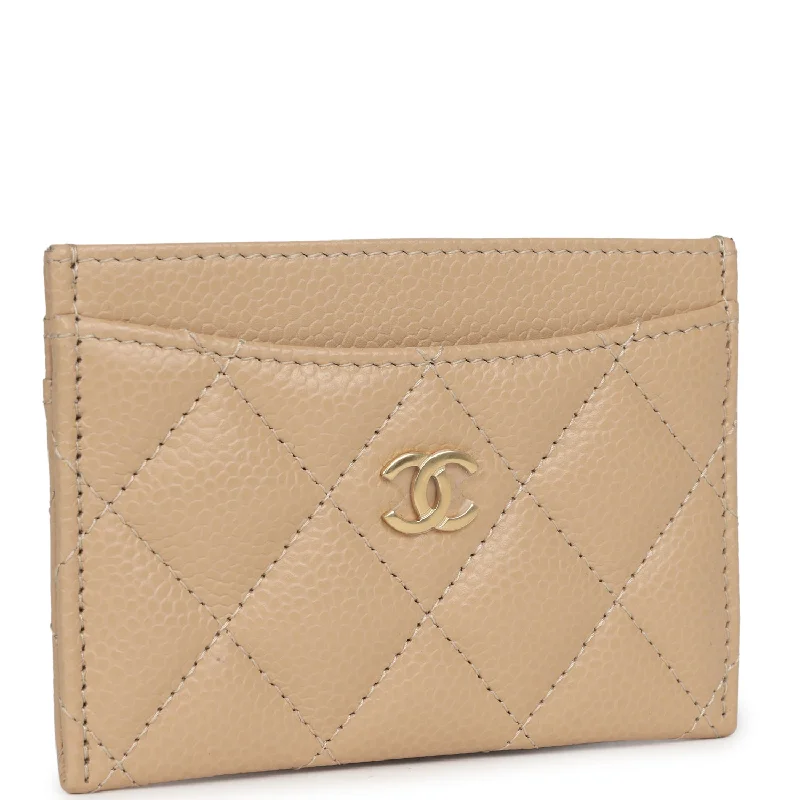 CHANEL luxury bags with contemporary designs -Chanel Classic Card Holder Wallet Beige Caviar Gold Hardware