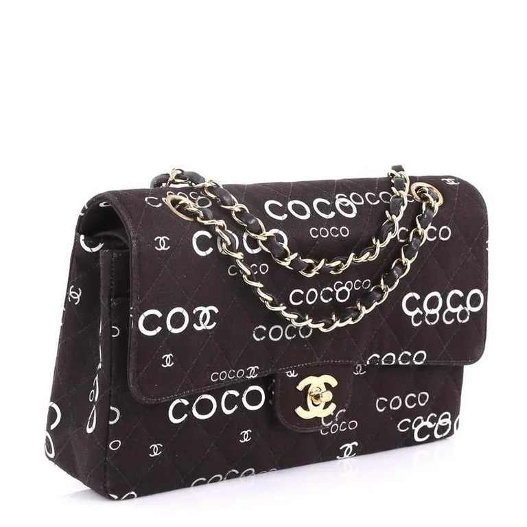 CHANEL handbags with luxury leather detailing -CHANEL Classic COCO Print Double Flap Bag