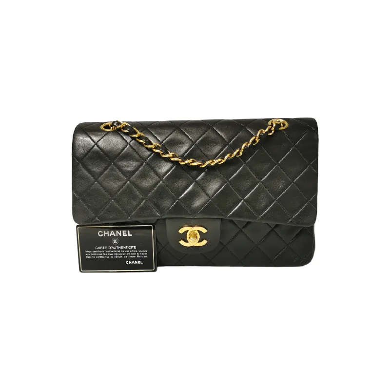 CHANEL luxury bags with timeless elegance -Chanel Classic Double Flap Medium Black Lambskin Gold