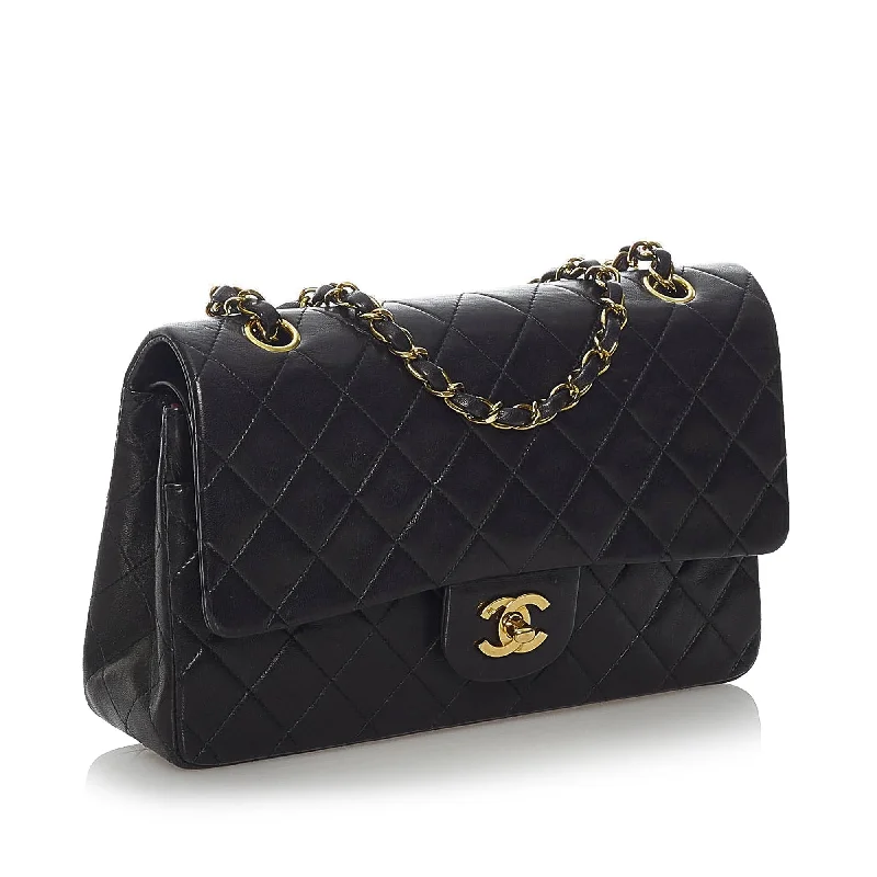 CHANEL leather handbags with gold accents -Chanel Classic Medium Lambskin Double Flap Bag (30783)