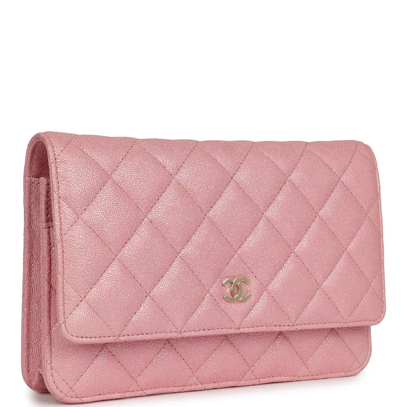 CHANEL bags with sophisticated designs -Chanel Wallet On Chain WOC Pink Iridescent Caviar Gold Hardware