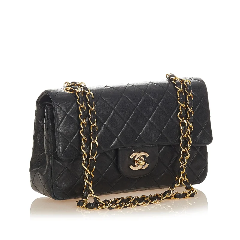 CHANEL bags with luxurious leather textures -Chanel Classic Small Lambskin Leather Double Flap Bag (28015)