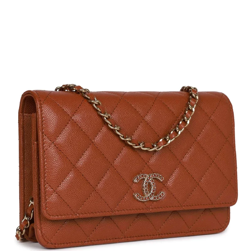 CHANEL bags for the ultimate in luxury -Chanel Wallet on Chain WOC Brown Caviar Gold Hardware