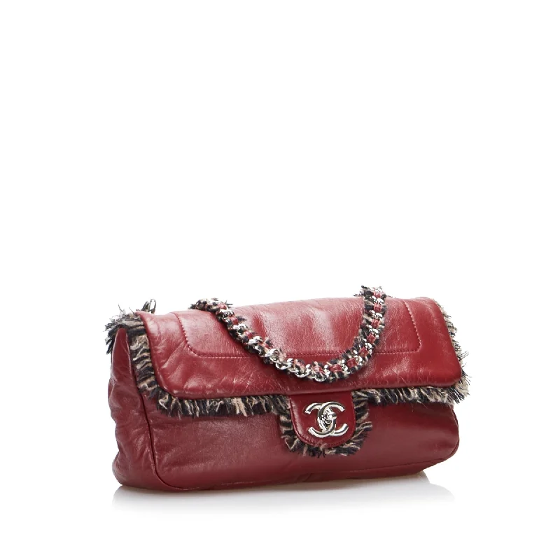 CHANEL bags with luxurious, polished finish -Chanel Funny Tweed Flap Shoulder Bag (exYowG)