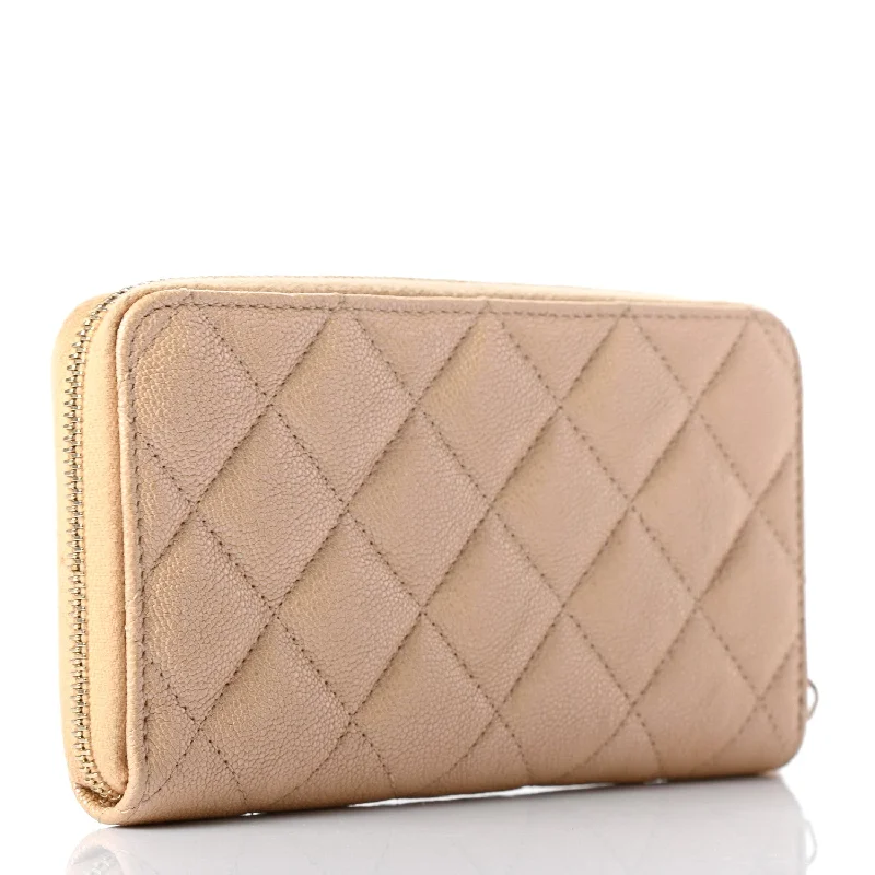 CHANEL bags for high-end collectors -CHANEL Iridescent Caviar Quilted Leather Wallet