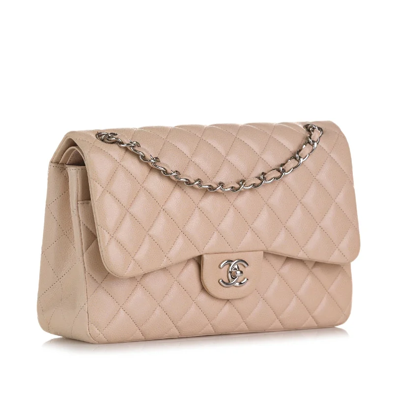 CHANEL handbags with smooth quilted patterns -Chanel Jumbo Classic Caviar Double Flap Bag (KfBpy8)