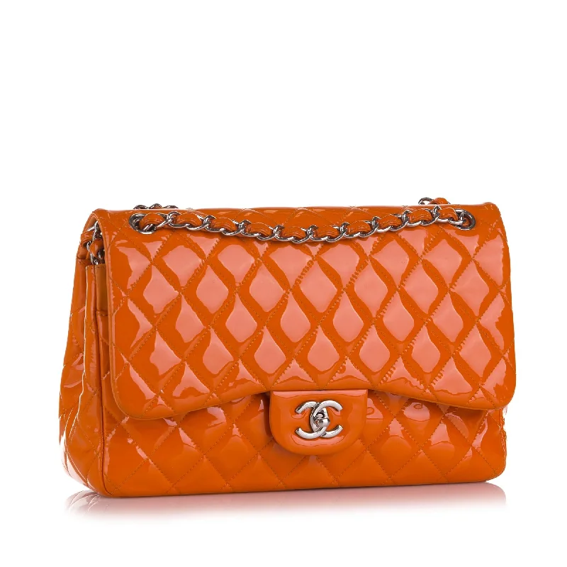 CHANEL handbags with luxurious accents -Chanel Jumbo Classic Patent Double Flap Bag (37472)