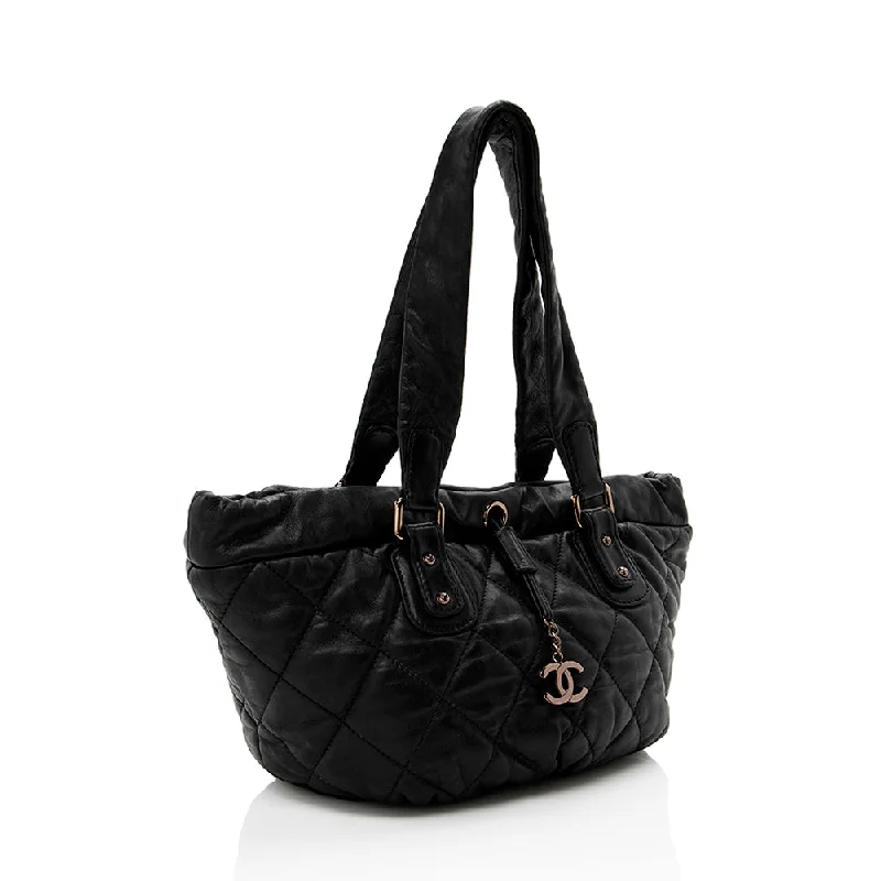 CHANEL handbags for evening glamour -Chanel Lambskin Bubble Quilted Drawstring Shoulder Bag (15889)