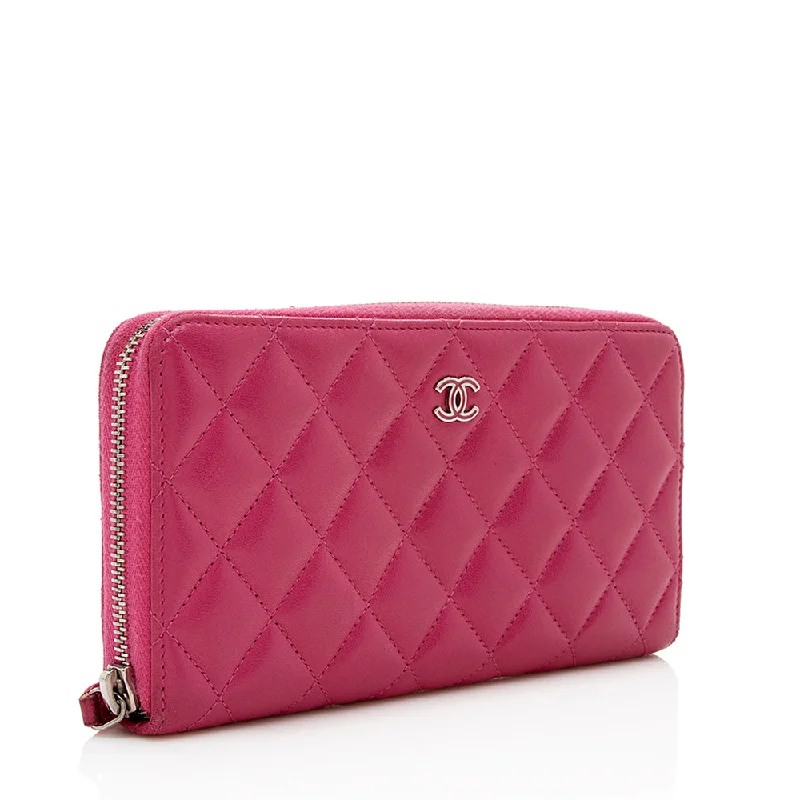 CHANEL bags for high-end collectors -Chanel Lambskin CC Zip Around Wallet - FINAL SALE (16439)