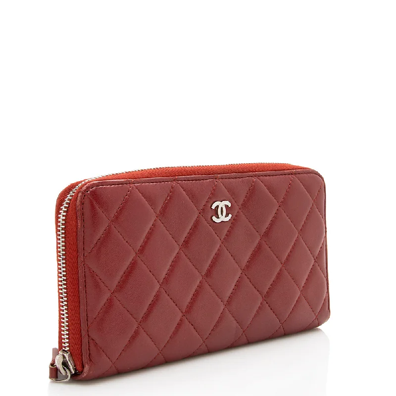 CHANEL handbags with bold patterns -Chanel Lambskin CC Zip Around Wallet (17494)