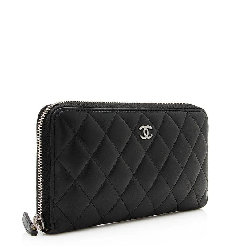 CHANEL designer bags with chic textures -Chanel Lambskin CC Zip Around Wallet (20789)