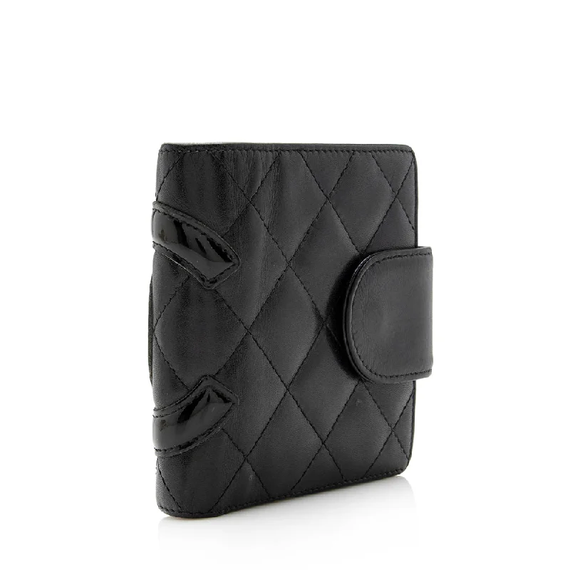 CHANEL bags with chic metallic finishes -Chanel Lambskin Ligne Cambon French Purse Wallet (15533)