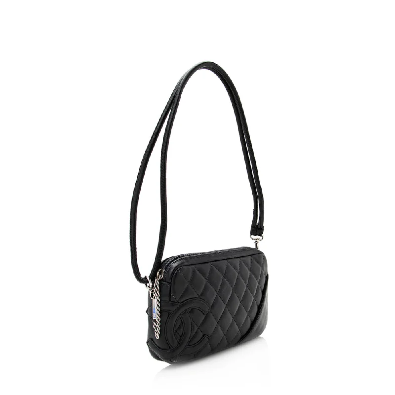 CHANEL handbags with premium gold hardware -Chanel Lambskin Ligne Cambon Pochette Shoulder Bag (21049)