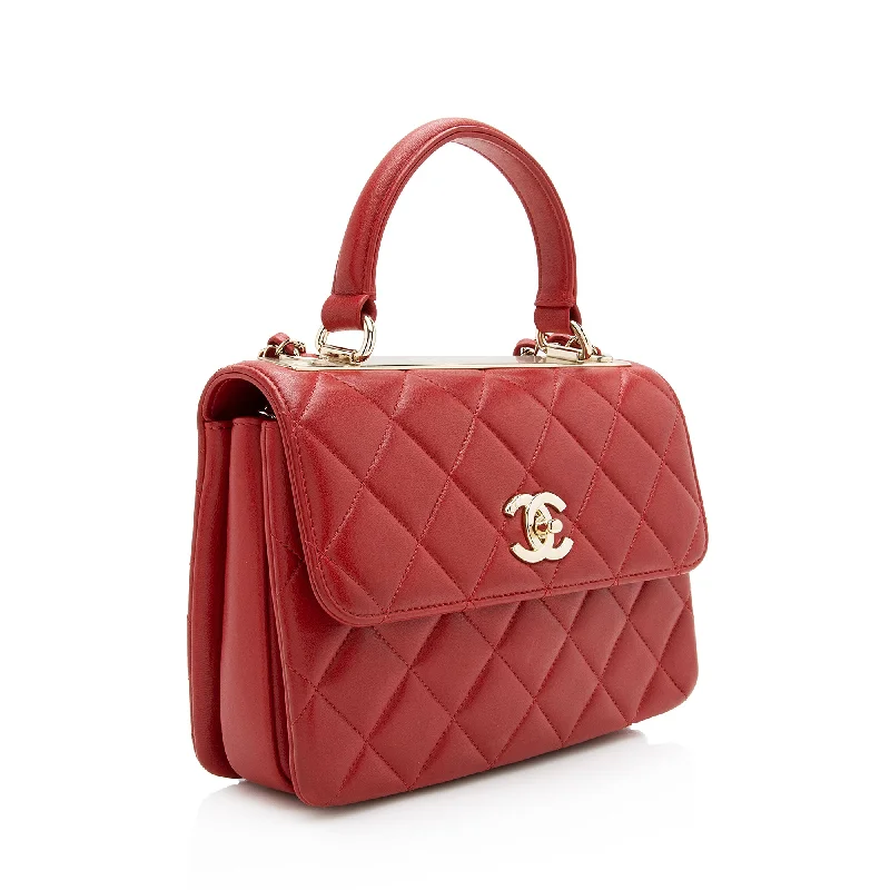 CHANEL bags with distinctive logos -Chanel Lambskin Trendy CC Top Handle Small Shoulder Bag (22999)