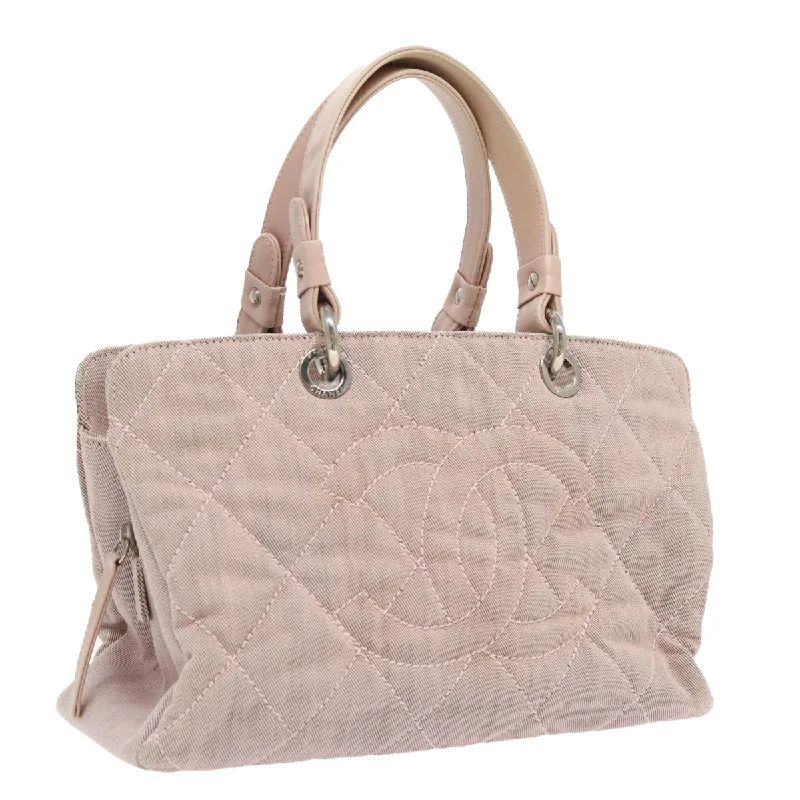 CHANEL bags with modern styles -CHANEL Matelasse COCO Mark Hand Bag Canvas Pink Silver CC  bs19387