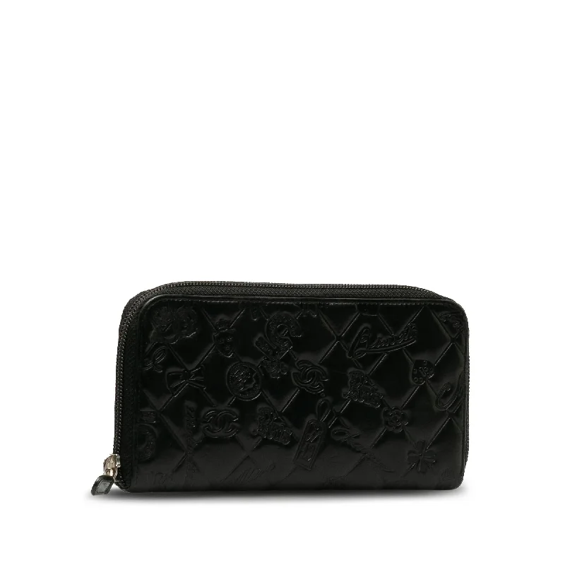 CHANEL bags for timeless sophistication -Chanel Matelasse Lucky Symbols Patent Zip-Around Wallet (uQkpYs)