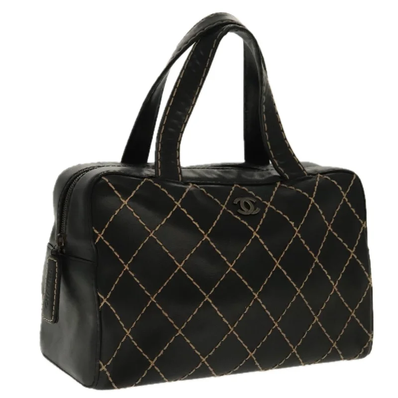 CHANEL designer bags with chic finishes -CHANEL Matelasse Wild Stitch Hand Bag Leather Black CC  95716