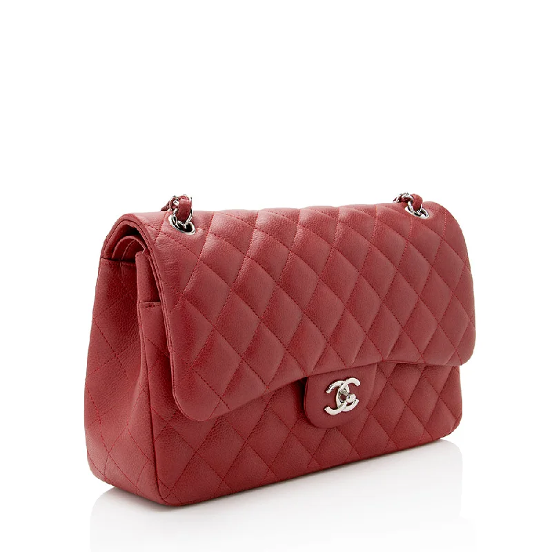 CHANEL luxury handbags with exclusive designs -Chanel Matte Caviar Lambskin Jumbo Double Flap Bag (18309)