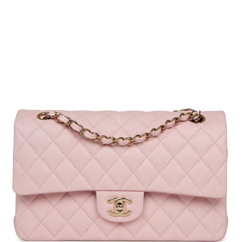 CHANEL luxury bags with contemporary designs -Chanel Medium Classic Double Flap Bag Light Pink Caviar Light Gold Hardware