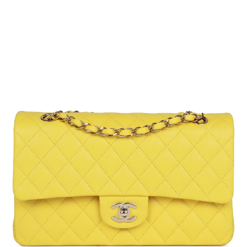 CHANEL bags for timeless fashion lovers -Chanel Medium Classic Double Flap Bag Yellow Caviar Light Gold Hardware