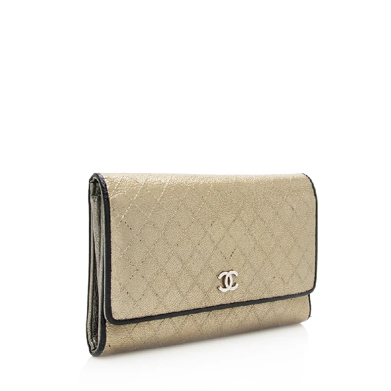 CHANEL bags for statement fashion -Chanel Metallic Calfskin Flap Wallet (19801)