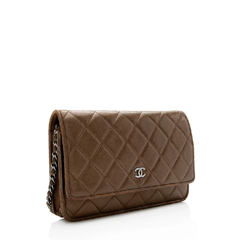 CHANEL bags for exclusive style -Chanel Metallic Lambskin Classic Wallet on Chain Bag (16324)