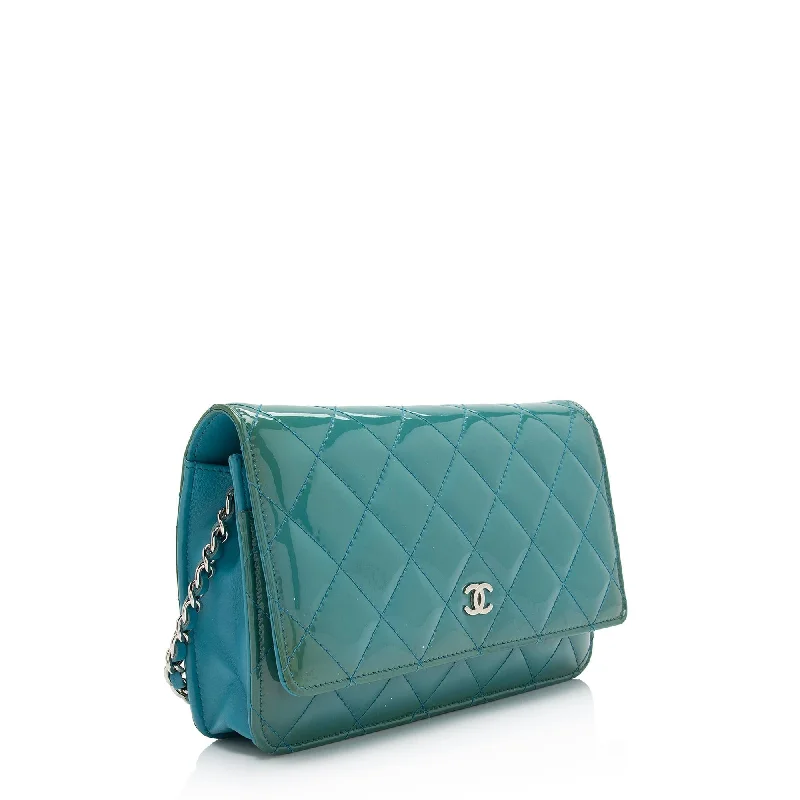 CHANEL luxury handbags with structured shapes -Chanel Patent Leather Classic Wallet on Chain Bag (znDTuZ)