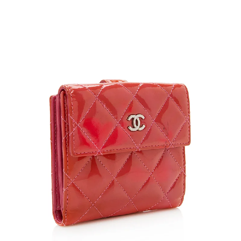 CHANEL bags with modern appeal -Chanel Patent Leather Compact French Wallet - FINAL SALE (18986)