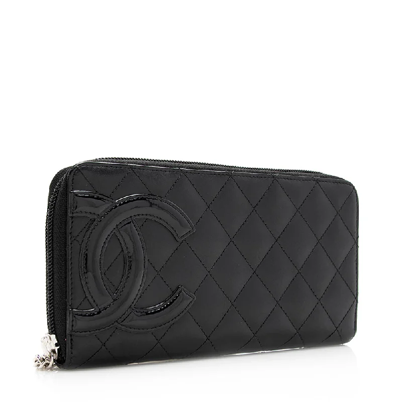 CHANEL luxury bags with minimalistic appeal -Chanel Quilted Lambskin Ligne Cambon Zip Wallet (20078)