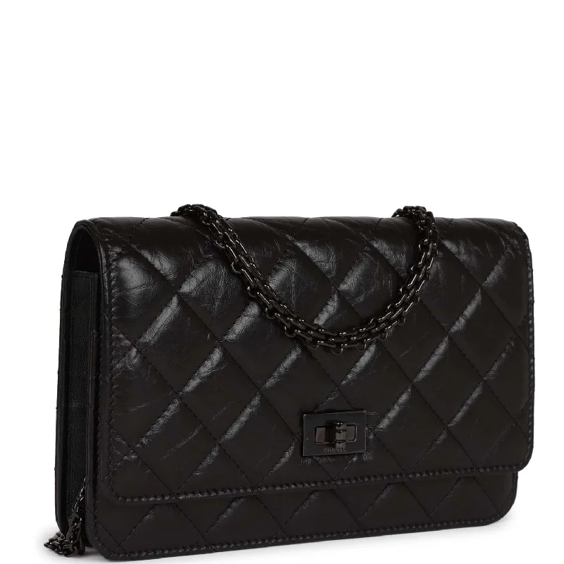 CHANEL luxury bags with creative details -Chanel Reissue Wallet On Chain WOC So Black Aged Calfskin Black Hardware