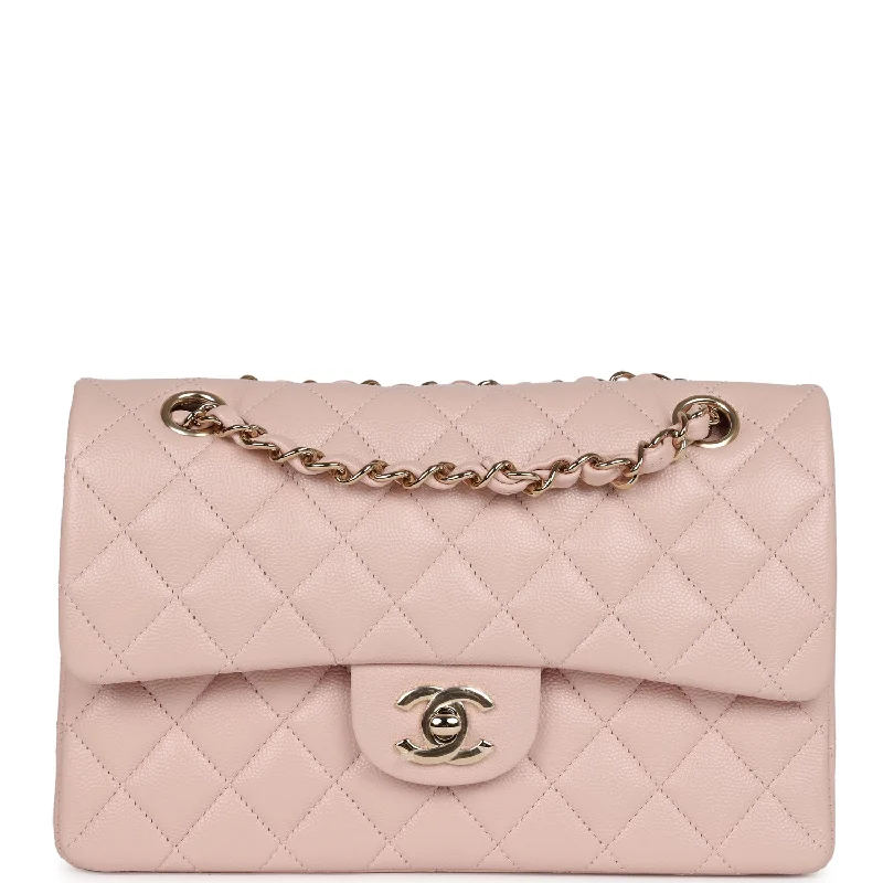 CHANEL bags for iconic fashion lovers -Chanel Small Classic Double Flap Bag Light Pink Caviar Gold Hardware