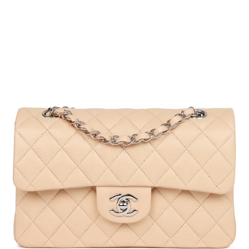 CHANEL bags for sophisticated occasions -Chanel Small Classic Double Flap Beige Clair Lambskin Silver Hardware