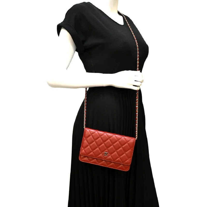 CHANEL bags with stylish quilting patterns -CHANEL WOC Quilted Leather Crossbody Wallet Red