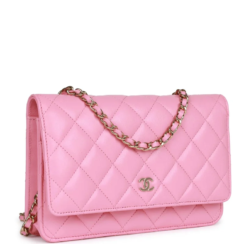 CHANEL handbags with creative hardware -Chanel Wallet On Chain WOC Pink Lambskin Gold Hardware