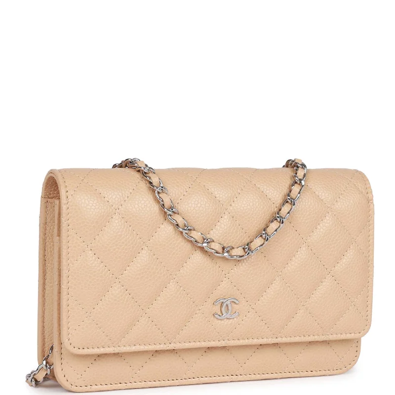 CHANEL luxury bags with intricate designs -Chanel Wallet on Chain WOC Beige Caviar Silver Hardware