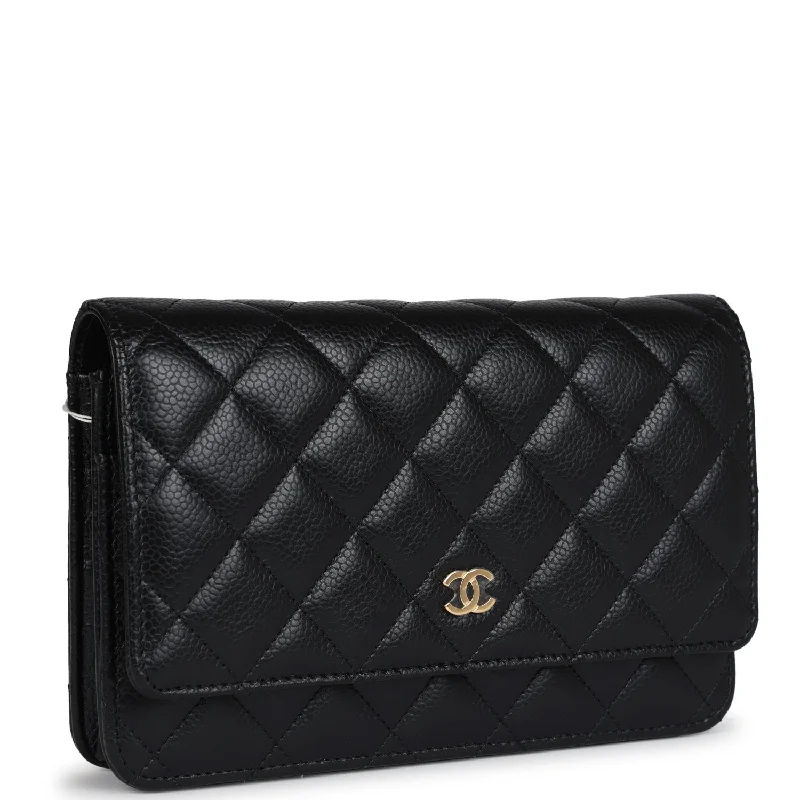 CHANEL handbags with chic, high-end hardware -Chanel Wallet On Chain WOC Black Caviar Gold Hardware