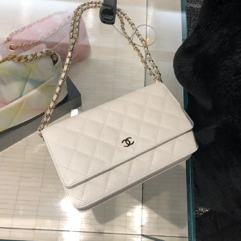 CHANEL luxury bags with bold shapes -Chanel Wallet On Chain WOC GHW (White)