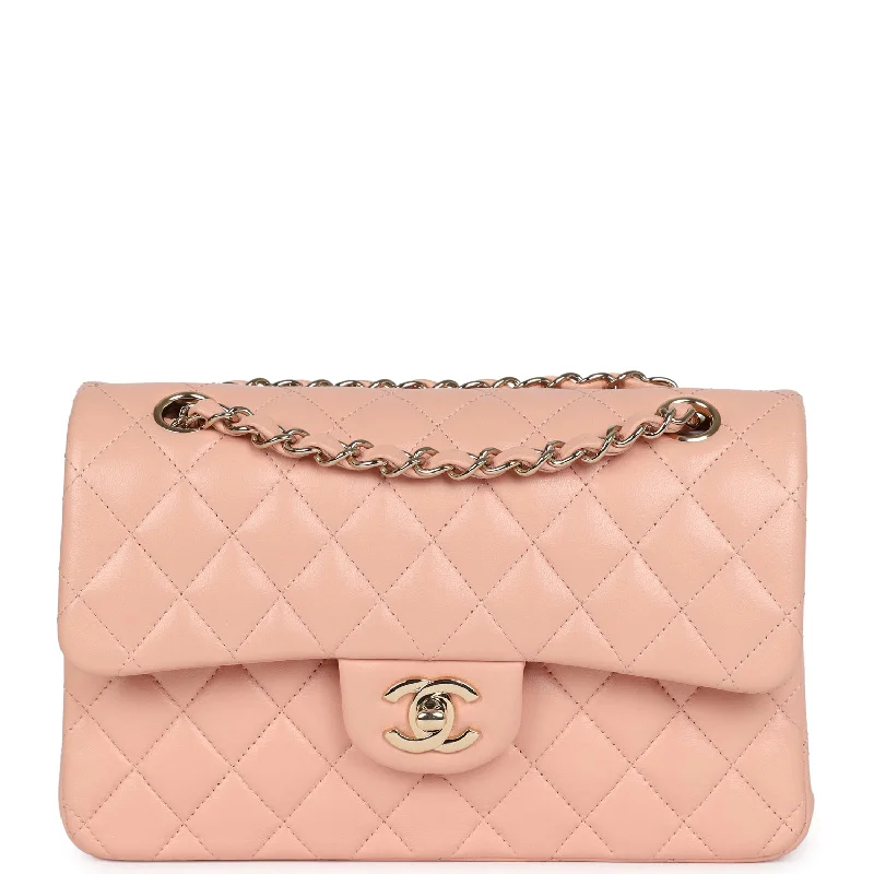 CHANEL handbags with sophisticated silhouettes -Pre-owned Chanel Small Classic Double Flap Light Pink Lambskin Gold Hardware