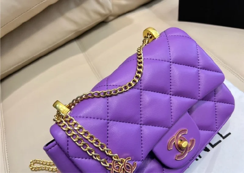 CHANEL handbags with stylish metal hardware -Purple Chanel woman handbag