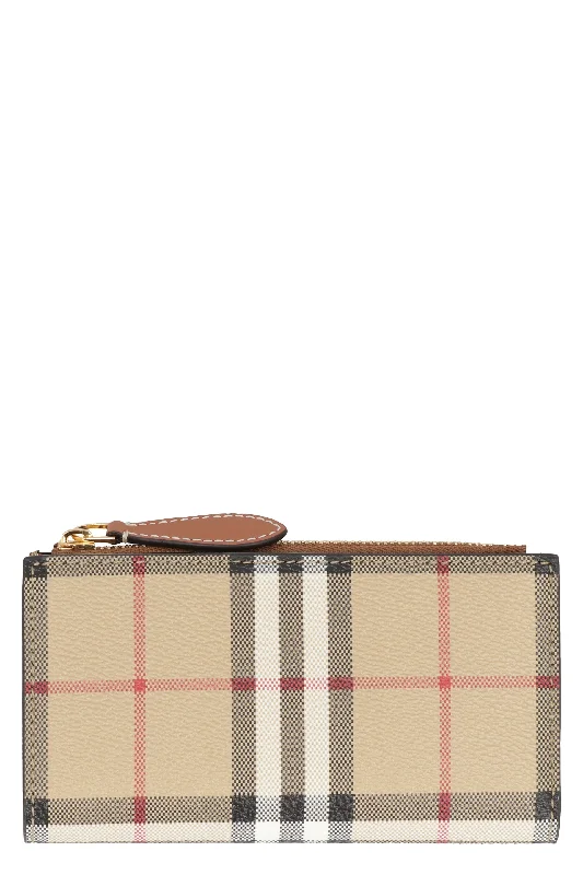 Burberry luxury handbags for upscale shoppers -BURBERRY Beige Check Print Wallet for Women - FW23