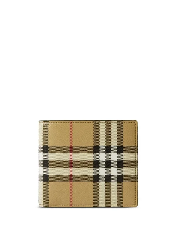 Burberry handbags with bold, stylish patterns -BURBERRY Beige Checkered Wallet for Men - SS24 Collection