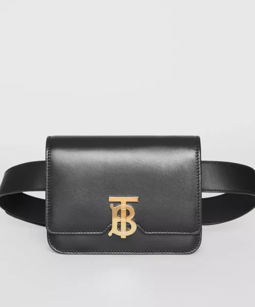 Burberry handbags with premium fabrics -Burberry Belted Leather TB Bag Black